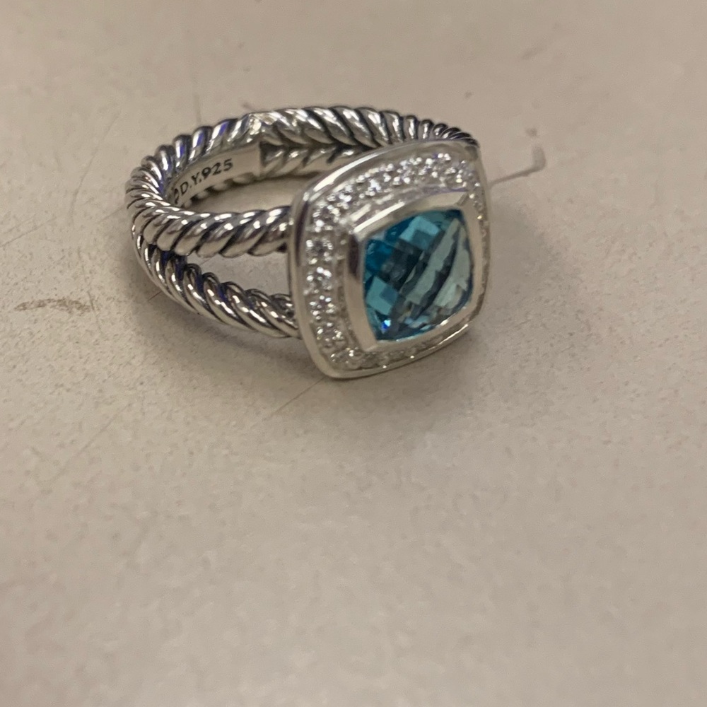 david yurman 7x7mm ring with blue topaz